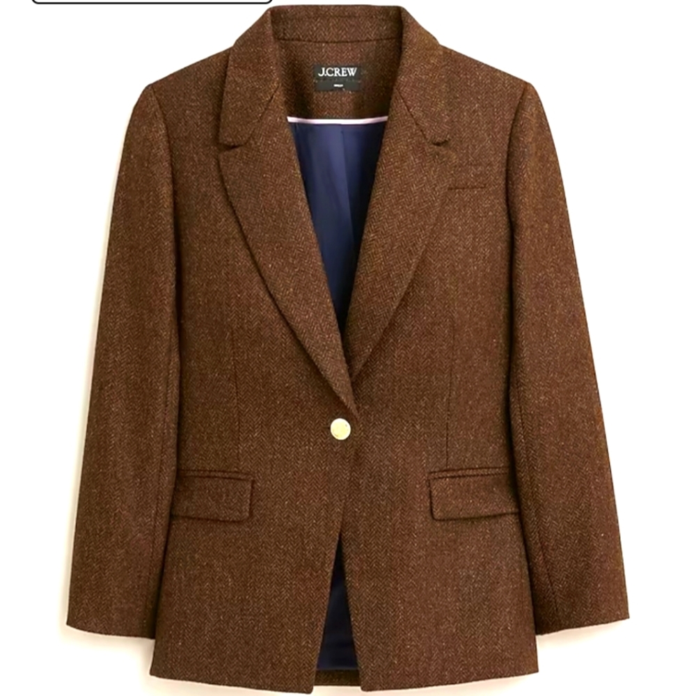JCREW Parke Navy Herringbone Jacket Plus 24